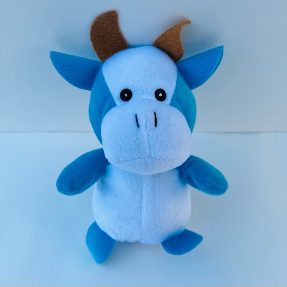 Toy Works Blue/White Cute Cow Plush Farm Animal Stuffed Toy Collection